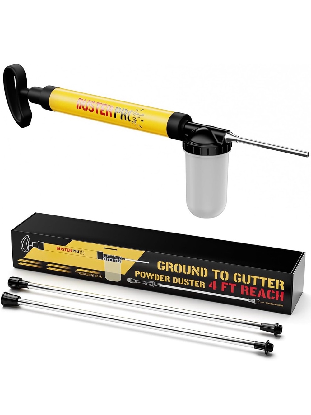 Yellow Powder Duster with Extension Rods